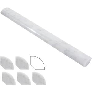 Lovdeco Carrara 1" X 12" Marble Quarter Round Tile Liner, Edge Trim Molding for Shower and Backsplash, Bullnose Tile Trim Polished, 6 Pcs/Box