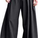 GORGLITTER Men's Work Dress Pants Slacks Baggy Pleated Wide Leg High Waisted Business Casual Lightweight Trousers Black Small