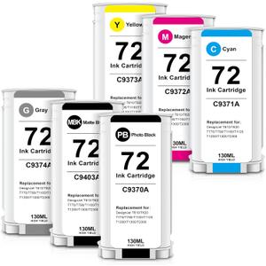 72 Ink Cartridge High Yield, 6-Pack, 130ML
