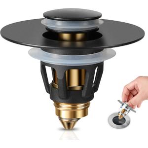 Tgosomt Bathroom Sink Stopper, Bathroom Sink Drain Strainer, Revolutionary Bathroom Accessories and Essentials (Matte Black) (1 Pack)