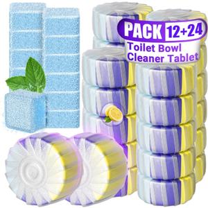 36 Pack Toilet Bowl Cleaners, 24PCS Upgraded Triple Effect Toilet Bowl Tablets with 12PCS Toilet Tank Cleaners Tablets with Bleach, Toilet Bowl Cleaners Drop in Tank, Lasting Fragrance(36 Pack)