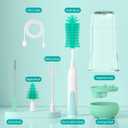 Electric Bottle Brush Cleaner, Portable Rechargeable Baby Bottle Cleaner Kit for Travel with Silicone Nipple & Straw Brush, Drainage Rack, Storage Box(Green)