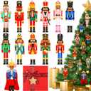 Hotop 36 Pcs Wood Nutcracker Hanging Ornaments for Christmas Tree Vintage Hanging Decoration with Gift Box Pendant Ornaments Party Decor(African Nutcracker Style)