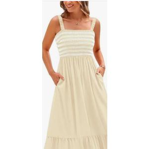 BTFBM Summer Midi Dresses for Women 2025 Spring Sleeveless Square Neck Smocked Flowy Long Beach Vacation Sundress Pocket XXL BTFBM Summer Midi Dresses for Women 2025 Spring Sleeveless Square Neck Smocked Flowy Long Beach Vacation Sundress Pocket XXL