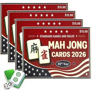 8 x 2026 American Mahjong Cards, 4 Pack Large Print Rules and Score Guide, Large Print, 6-1/8 x 4-3/4 in Folded