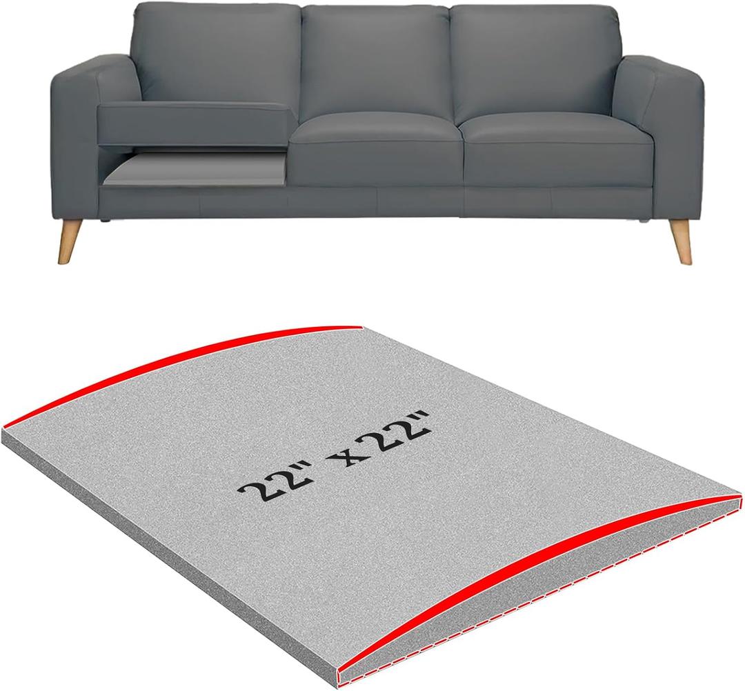 22" x 22" Couch Cushion Support for Sagging Seat, 1 PC Large Size Insert Sofa Cushion Support Board for Better Lift, 45D High-Density Foam Couch Replacement for Furniture Seat Sagging Repair, Grey 