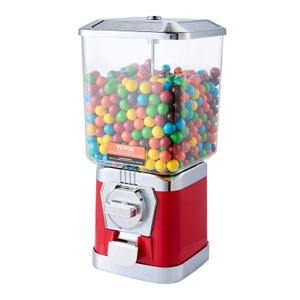 VEVOR Gumball Machine for Kids, 17"H Home Candy Vending Machine, PC Gumball Dispenser, Bubble Gum Machine for Game Stores, Coin Operated Gumball Bank for Toy Capsules Bouncy Balls Candy, Red