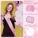 3 x Pink Birthday Princess Sash and Sunglasses for Women Birthday Girl Party Decoration Party Gifts