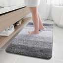 Arotive Microfiber Bathroom Rugs, Shaggy Soft and Absorbent Bath Rug, Non-Slip, Thick Plush Machine Washable Dry Bath Mats for Bathroom, Tub and Shower, 45x27, Grey