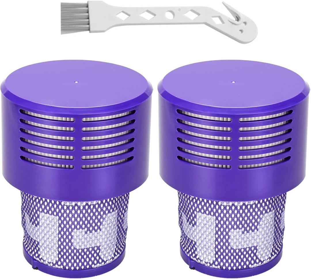 2 Pack V10 Filters Replacement for Dyson V10 Cyclone Series, V10 Absolute, V10 Animal, V10 Total Clean, SV12, Replace Part No. 969082-01, V10 Filters & 1 Clean Brush