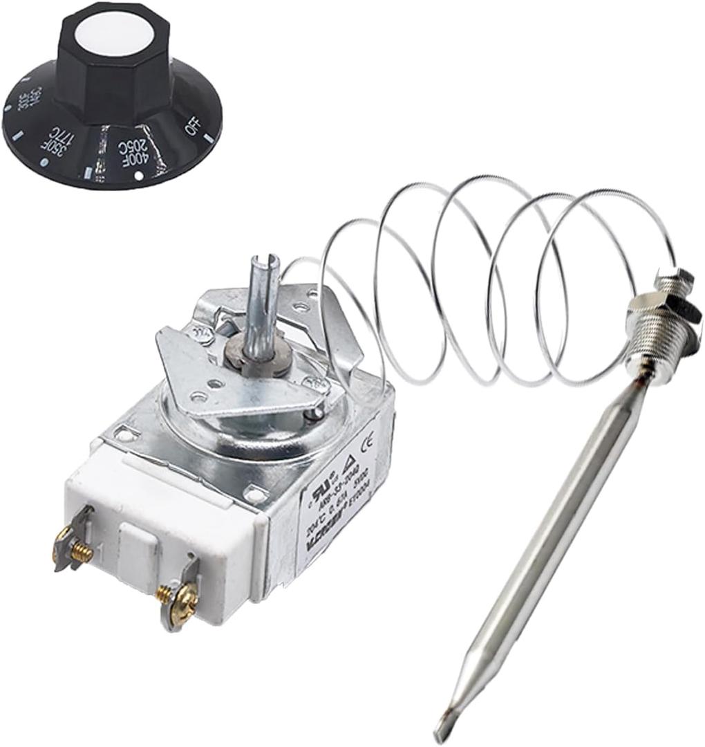 1175 Thermostat RX-1-36, 60125401 Deep Fryer Thermostat with Knob Switch,1/4" Mpt Stuff Box Compatible with Pitco 60124501, Royal Range 3113, 5300-401 Deep Fryer Thermostat 200-400F