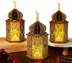Kittmip Set of 3 Ramadan Lanterns Eid Decorations 14" 13" 11" LED Large Candle Gold Lantern Metal Moroccan Lanterns with Lights Ramadan Decor for Table, Wall, Patio, Porch, Indoor Outdoor