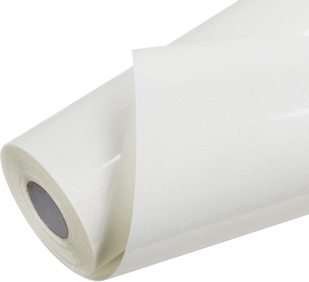 TORC White Glitter HTV Heat Transfer Vinyl Roll 12 inch x 20 ft Sparkly Iron on Vinyl for T Shirts Crafts Bulk