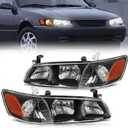 Nilight Headlight Assembly Compatible with 2000 2001 Toyota Camry Replacement Headlamp Black Housing Amber Reflector Driver and Passenger Side