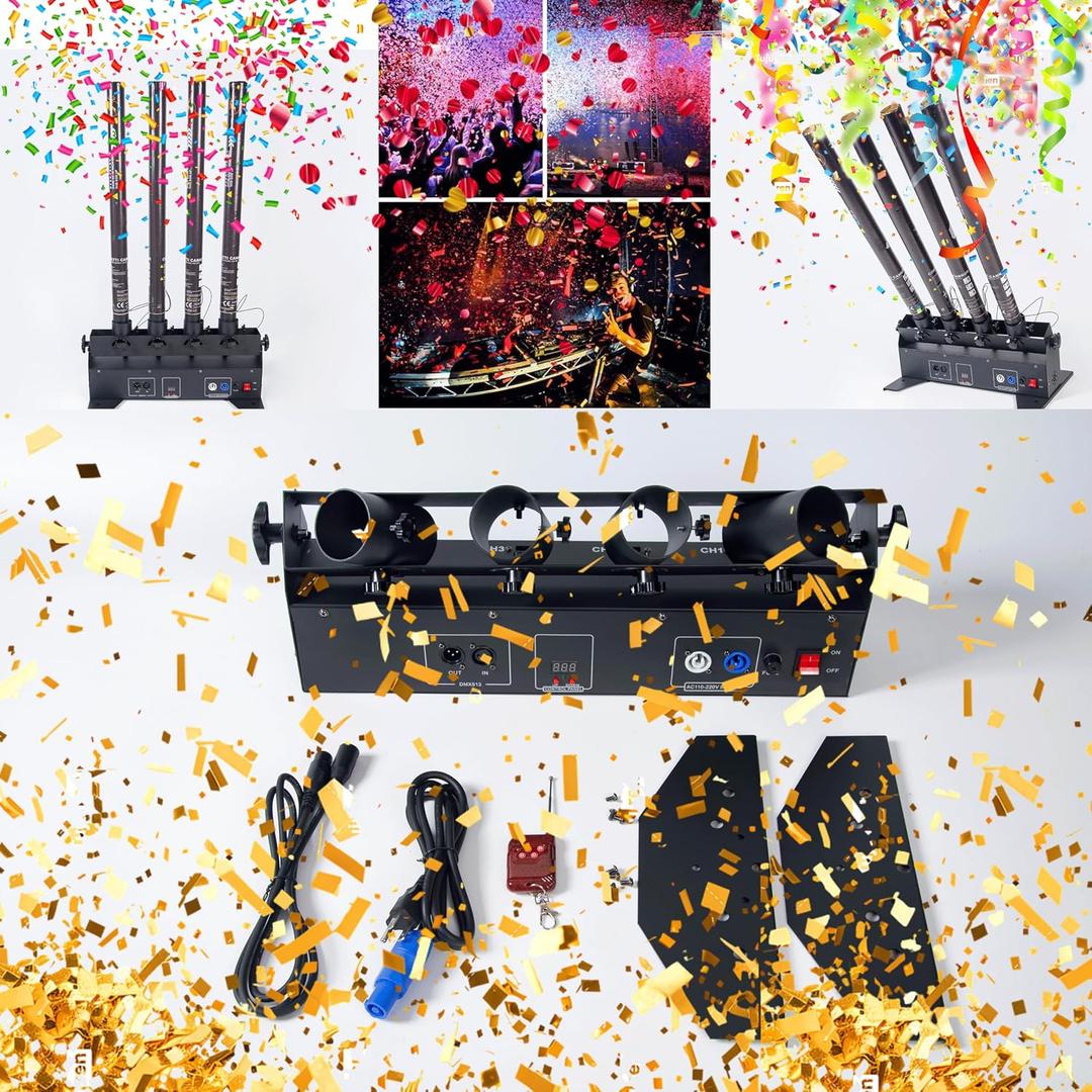 4HEAD Electric Confetti Launcher Confetti Shooter with Wireless Remote for DJ Party Nightclub Wedding Stage Concert Event Show