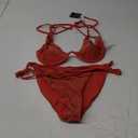 ZAFUL Women's Metallic Shiny Bikini Sets Underwire Criss Cross Back Two Piece Swimsuit Side Tie Thong Bathing Suit (Orange Red), XL