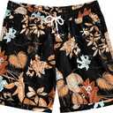JOGAL Men's Hawaiian Beach Shorts Summer Casual Tropical Flower Flat Front Aloha Shorts with Pocket XL