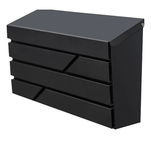 Wall Mount Mailbox for House Outside, Large Capacity Mailbox Drop Box, Galvanized Steel and Rust-Proof Metal Post Box, 15.74"x9.84"x4.33", Black, MD065