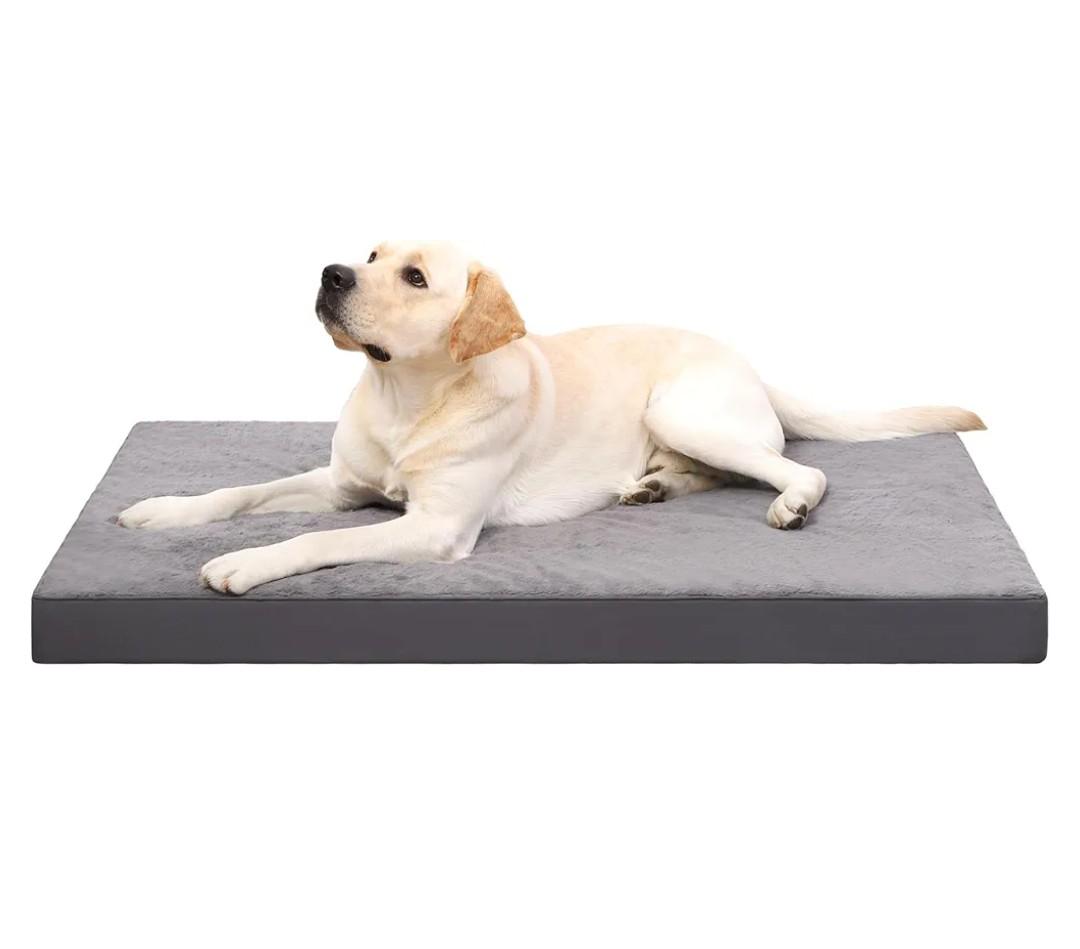 Orthopedic Dog Crate Bed - Waterproof, Washable Dog Bed with Egg Crate Foam & Removable Cover, 35 x 22 Inch, Dark Gray