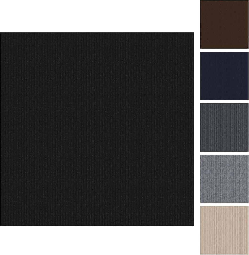 CUCOS Carpet Tiles Peel and Stick, Squares Carpet Floor Tile 12 x 12, Soft Padded Carpet Tiles, Self Adhesive Carpet 20 Tiles Per box/20Sq Ft (Black)
