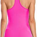 ATTRACO Ribbed Workout Tank Tops for Women with Built in Bra Tight Racerback Scoop Neck Athletic Top (Pink, M)