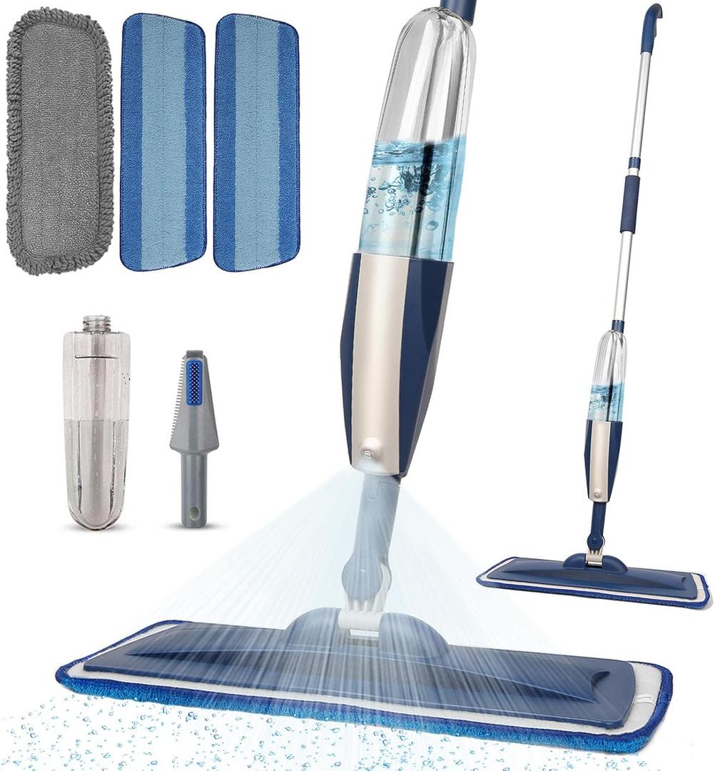 Mops for Floor Cleaning Wet Spray Mop with 14 oz Refillable Bottle and 3 Washable Microfiber Pads Home or Commercial Use Dry Wet Flat Mop for Hardwood Laminate Wood Ceramic