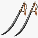 2pcs Pirate Sword Toys,26.7" Pirate Costume Set,Plastic Toy Sword for Party Dress-Up,Halloween Costume Accessorie Brown