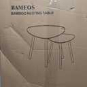 BAMEOS Bamboo Nesting Triangle End Table,Set of 2 Coffee Table Modern Minimalist Side Table for Living Room, Balcony in White