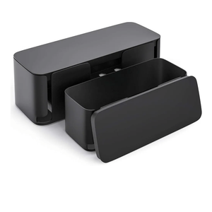 YECAYE 2 Pack Cable Management Box, Pet Friendly Cable Box Organizer for Home & Office, Child-Proof Floor Cord Cover, Cord Management and Cord Hider, Black