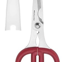 KitchenAid All Purpose Kitchen Shears with Protective Sheath Durable Stainless Steel Scissors, Dishwasher Safe, Soft Grip Comfort Handle, 8.72 Inch, Red