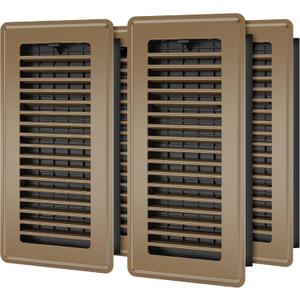 Floor Register 4x10 - 4 Pack Floor Vent Covers for Home Floor Heavy Duty Steel Walkable Floor Vents Air Vent Covers for Sidewall and Floor, Brown