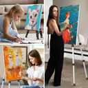 Art Painting Display Easel Stand - Portable Adjustable Aluminum Metal Tripod Artist Easel with Bag, Height from 17" to 66", Extra Sturdy for Table-Top/Floor Painting, Drawing, and Displaying, Silver