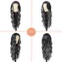 Long Wavy Wig with Lace Hairline 26 Inch Middle Part Curly Women's Charming Wigs Synthetic Heat Resistant Fibers Wig for Daily Wear and Party Use (Black Mixed Blonde)