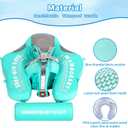 Mambobaby Non-Inflatable Baby Pool Float with Tail and Canopy UPF 50+ Sun Protection No Flip Over Infant Swim Float Skin-Friendly Mambo Float Swim Trainer Solid Baby Swimming Ring, adjustable