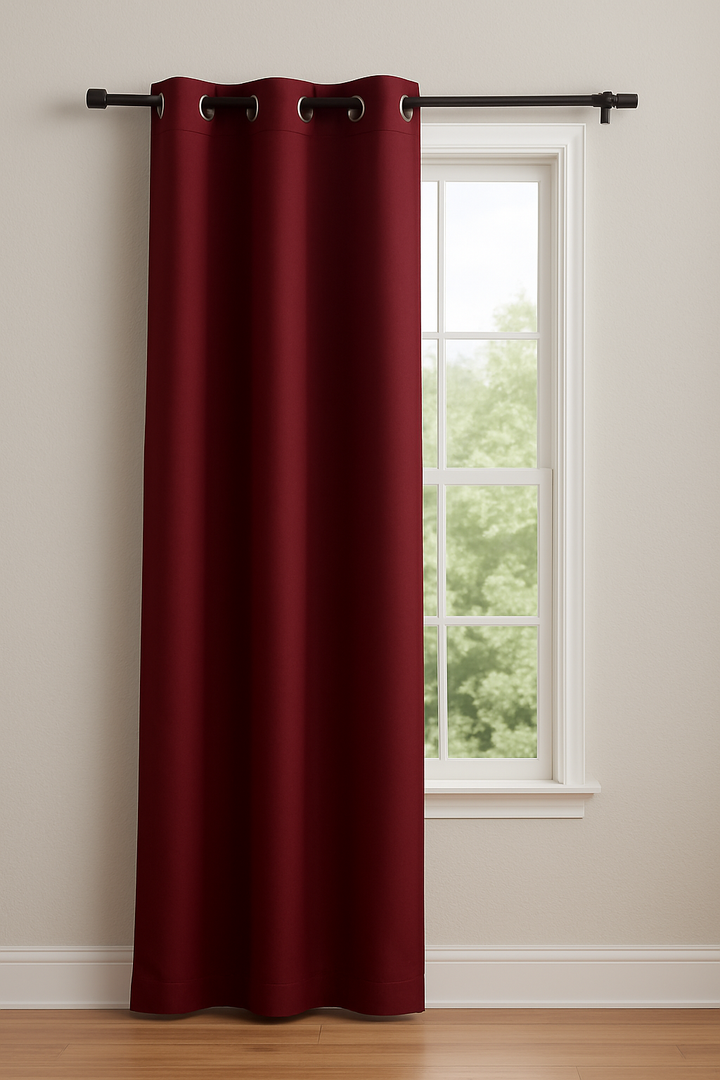 Burgundy Grommet Curtain Panel – 1 Pack, 54 x 50 Inches – Elegant Light-Blocking Window Treatment for Living Room, Bedroom, or Office