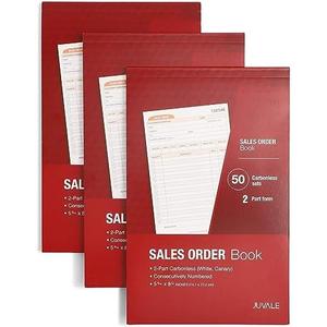 Juvale Invoice Book, 2 Part Carbonless (Red, 50 Sets, 1 Pack)