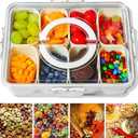 KATOCHUG Snackle Box Container Divided Serving Platters with Lid and Handle Divided Snackle for Portable Snack Box Container Tray Perfect for Candy Fruit and Treats