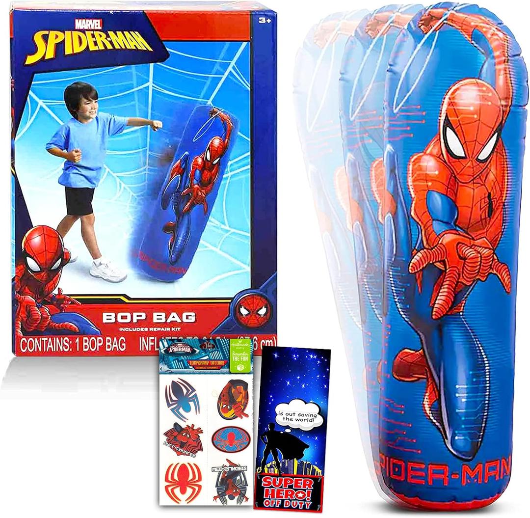 Marvel Spiderman Bop Bag Set - 1 Pc Bundle with Superhero Punching Bag for Kids | Spiderman Bop Bag with Spiderman Stickers and More (Marvel Toys and Games)