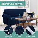 YEMYHOM Couch Cover Latest Jacquard Design High Stretch Sofa Covers for 3 Cushion Couch, Pet Dog Cat Proof Slipcover Non Slip Magic Elastic Furniture Protector (Large, Navy)