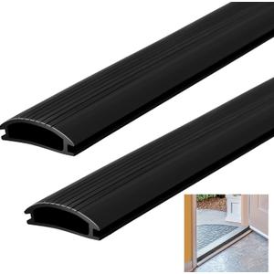 2 Pcs 36 Inch Vinyl Replacement Insert for Adjustable Height Aluminum Thresholds with Seals 1-5/16 x 3/8 Vinyl Replacement Insert for Front Under Door Weather Stripping Seal Exterior(Black)