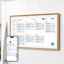 JSUSOU Magnetic Fridge Digital Smart Calendar 15.6" with FREE APP, Auto Sync Electronic Planner for Desk & Wall Touch Screen, Magnetic Refrigerator Mounted, Gifts for Mom Women Her, Teak Wood Grain