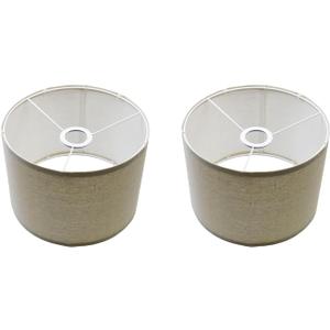 MY MIRONEY Set of 2 Lamp Shades Beige Linen Drum Lampshades Removable Light Fixtures Lamp Shades for Floor Lamp, Table Lamp, Bedside Lamp (10.24" x 10.24" x 7.48")