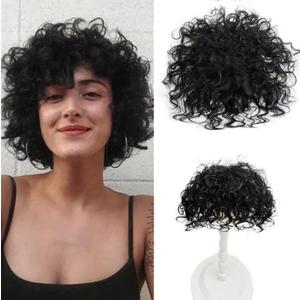 Breathable Elastic Curly Wave Human Hair Topper Clip in Silktop Topper Replacement Hair Pieces for Women with Thinning Hair Add Volume Dark Brown