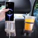 Amelity Multifunctional Car Back Seat Hooks with Cup Holder, Water Cup Hook (Beige)