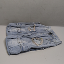 Vakkest Women's Rhinestone Cargo Jeans High Waisted Ripped Distressed Wide Leg Stretchy Denim Pants with Flap Pockets, Size M