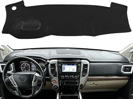 Yiz Dashboard Cover Dash Cover Mat Pad Carpet Custom Fit for Nissan Titan/Titan XD with Sensor (Black) J144