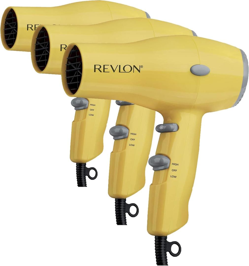 REVLON Compact Hair Dryer | 1875W Lightweight Design, Perfect for Travel, (Yellow)