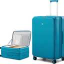 Hanke Hardside Expandable Large Checked Luggage, 28 Inch Top Opening Trunk Luggages with Spinner Wheels, All-PC Hard Shell Suitcase, Lightweight TSA Approved (Caribbean Blue, 120L)