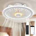 Modern Ceiling Fans with Lights,19" Low Profile Ceiling Fan,3000K-6500K Smart DimmableFlush Mount Ceiling Fan for Bedroom, Kids Room and Living Room (no shaking)