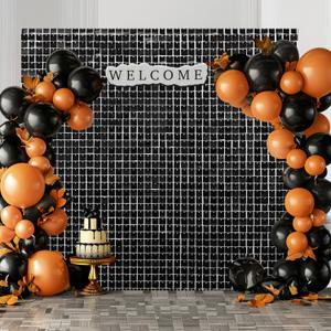 Black Shimmer Wall Backdrop -24pcs Square Sequin Panels for Party Wedding Birthday Disco Backdrop Decorations or Photo Backgrounds Interior Decoration